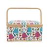 Handheld Sewing Box Fabric Detachable Tray Large Capacity 2 Layer Sewing Basket with Handle for Scissors Needles Pins