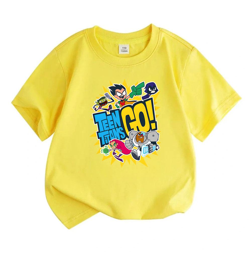 Kids Boys Girls Round Neck Short Sleeve 100% Cotton T-shirt, Cute Cartoon Super Hero Team Print Casual Summer Soft Breathable Tee for Children Daily W