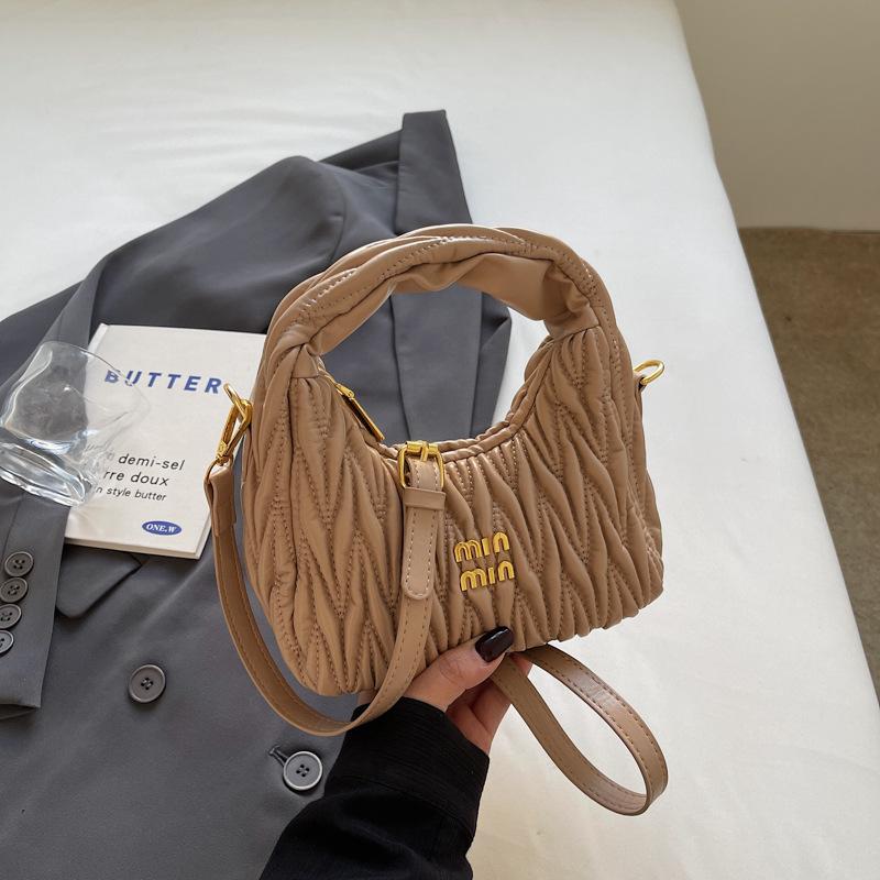 2025 summer new fashion pleated bag shoulder bag niche design casual simple trend handbag messenger bag
