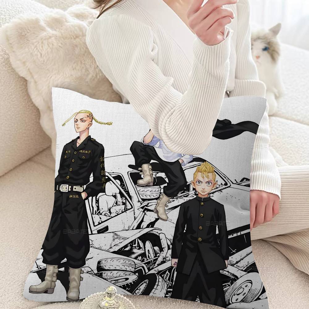 T-Tokyo R-Revengers Pillow Covers Cartoon Sofa Decorative Home Double-sided Printing Short Plush Cute Cushion Cover