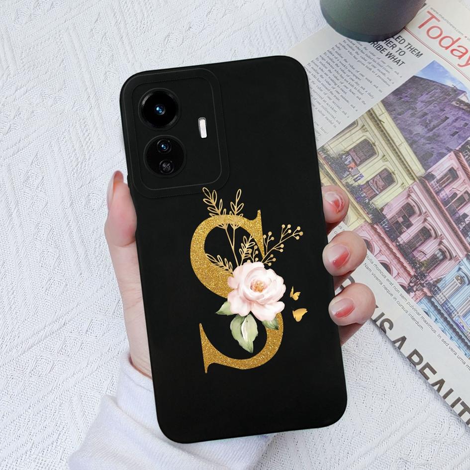 Для Vivo Y90 Y91C Y77E Y53S Y56 Y70S Y72T Y74 Y75 Y81 Модный жидкий силиконовый чехол для пары с цветочными буквами для Vivo Чехол для телефона Funda Coque Bumper