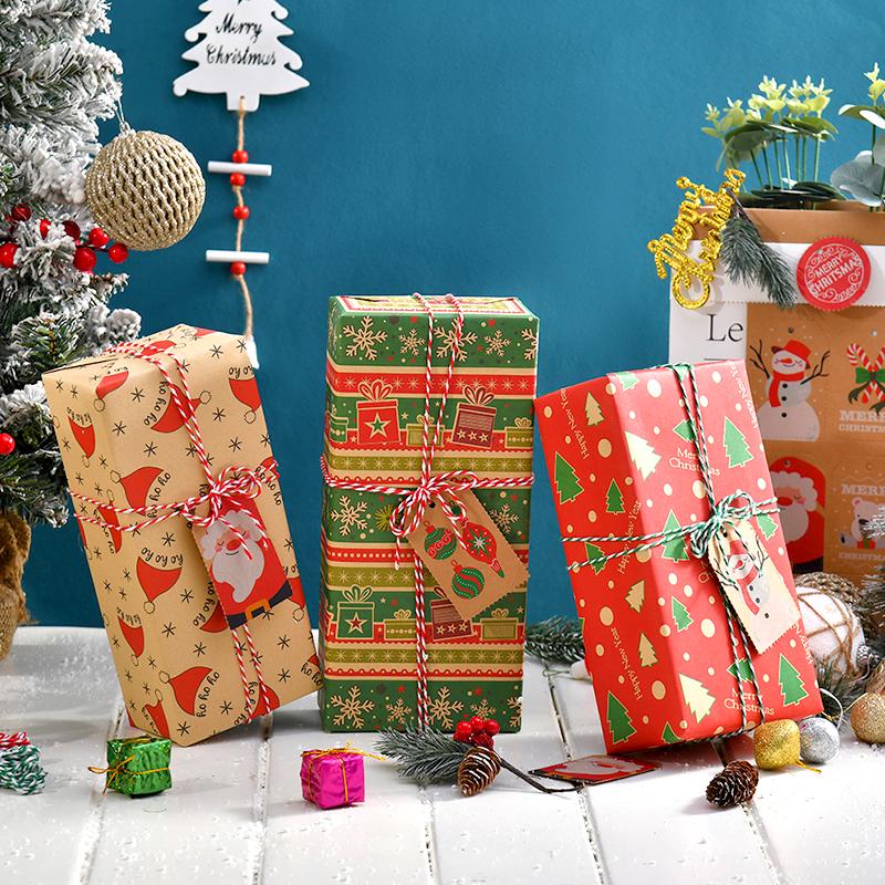 6 шт. Рождественская подарочная упаковочная бумага Утолщенная крафт-бумага Упаковка подарочной коробки Сделай сам Новогодняя вечеринка Подарочное украшение Крафт-бумага