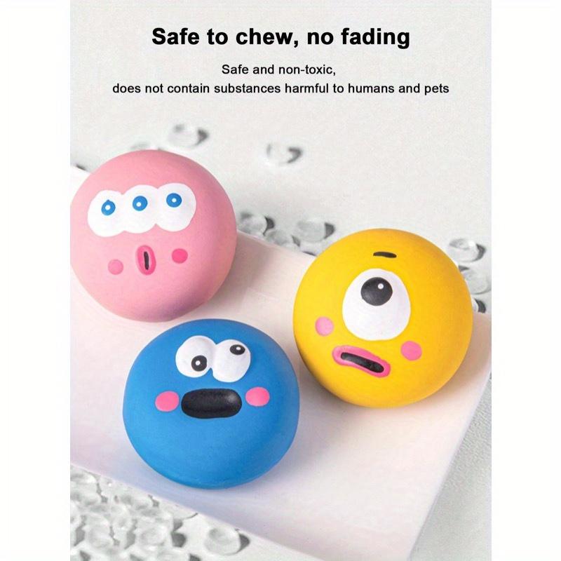 [Для собаки маленькой породы] 1/3 шт. Звуковая игрушка для собаки с милым дизайном больших глаз, Прочный резиновый жевательный мяч для питомца для чистки и шлифовки зубов со скрипучей собакой