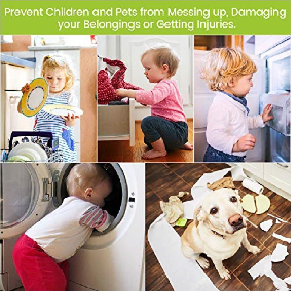 10 Pieces Cabinet Locks for Babies, U-Shaped Proofing Drawers Safety Child Locks Adjustable