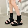 Европейский и американский стиль с открытым носком крутые ботинки женские летние новые средней длины эластичные тонкие ботинки на толстой подошве маффин полые короткие ботинки