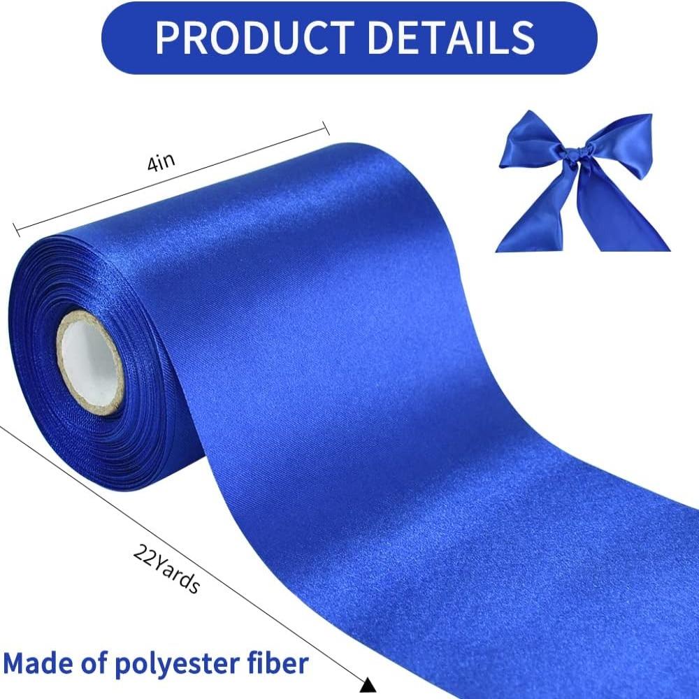 Широкая атласная лента королевского синего цвета, свадебные стулья, праздничные ленты, рождественский фестивальный декор
