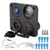 12V24V 4 Hole Switch Panel Waterproof QC3.0 Dual USB Socket Voltmeter Power Outlet for Boat Car RV