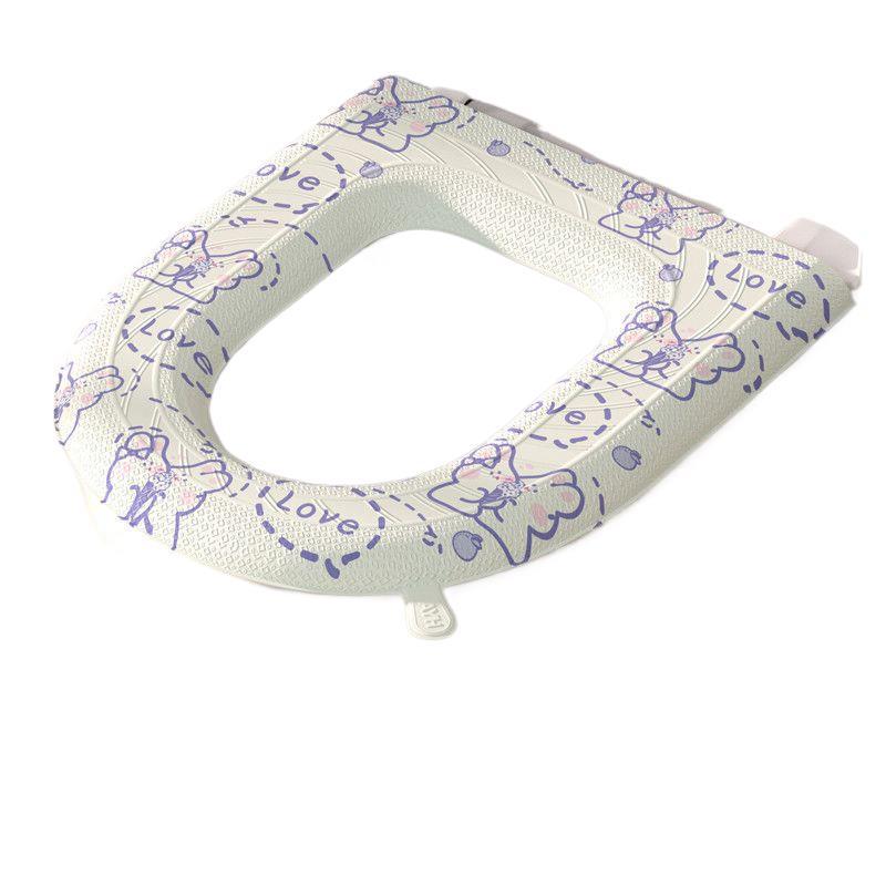 Washable Waterproof Adhesive Toilet Seat Cushion Cover, All-Season, Printed Design