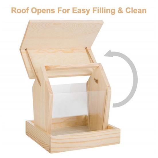 Деревянная кормушка для птиц, подвесная домашняя кормушка для диких птиц, защищенная от белок кормушка для птиц, мучной червь