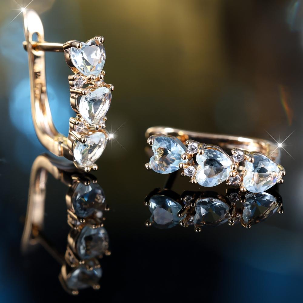 Новая мода шампанское золото мелкая морская орхидея в форме сердца пряжки для ушей с тремя пряжками в форме сердца подходят для подарков влюбленным