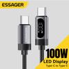 Essager USB C кабель с цифровым дисплеем для 17 16 15 Huawei 100W PD Быстрая зарядка для Macbook iPad Type C to C кабель