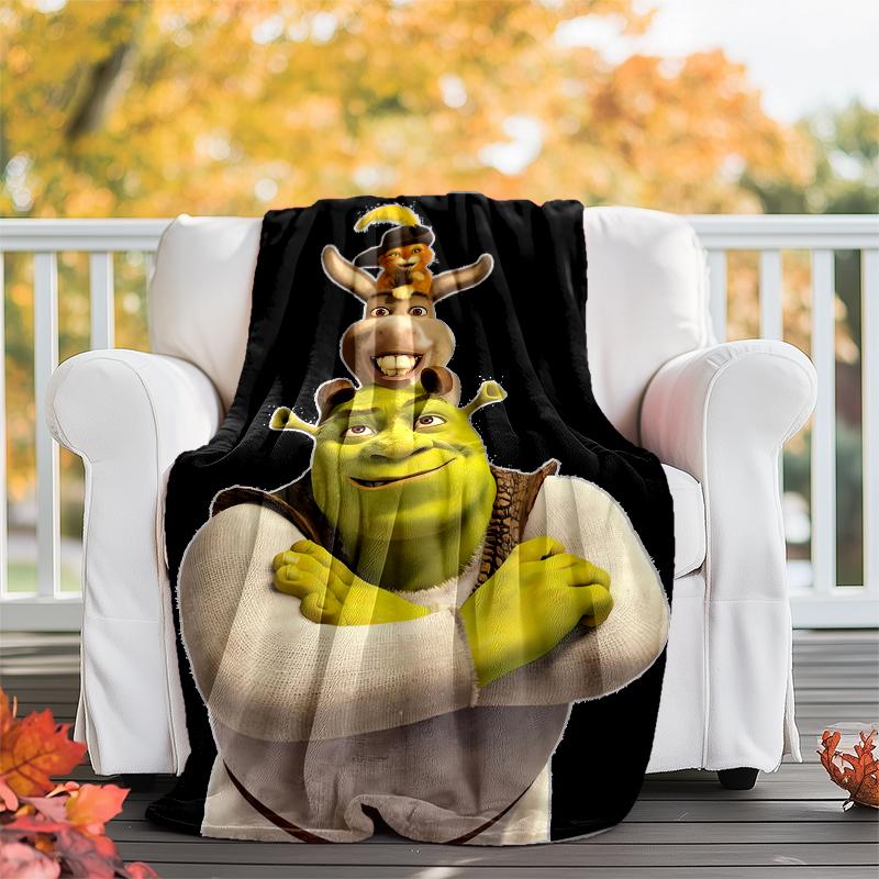 Shrek Theme Printed Blanket - Perfect for Couch, Bed, Travel & Outdoor Use | Machine Washable, Cozy & Durable.
