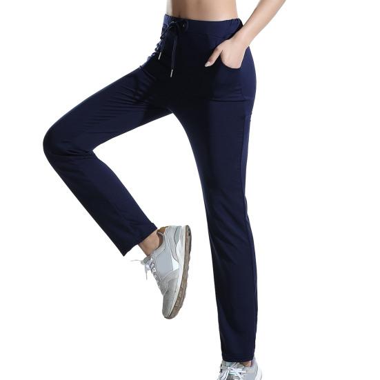 Женские штаны для йоги с карманами, регулируемые на шнурке, облегающие, длинные брюки, спортивные компрессионные леггинсы