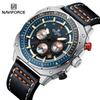 Мужские кварцевые часы Naviforce NF8057 Classic с эксклюзивным ремешком из натуральной кожи, водозащитой, индикатором даты и хронографа, деловые наручные часы