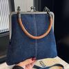 Original New Small Carrying Bag Women's Bag Handmade Denim Stitching Portable Messenger Bag Shoulder Bag Small Shoulder Bag Retro
