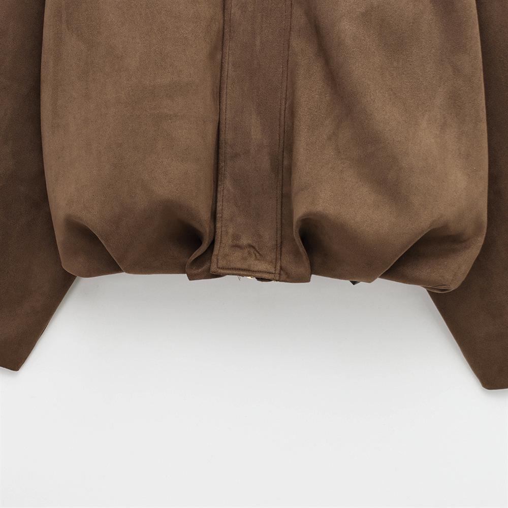 2025 Spring/Summer Women's Suede Lapel Bomber Jacket