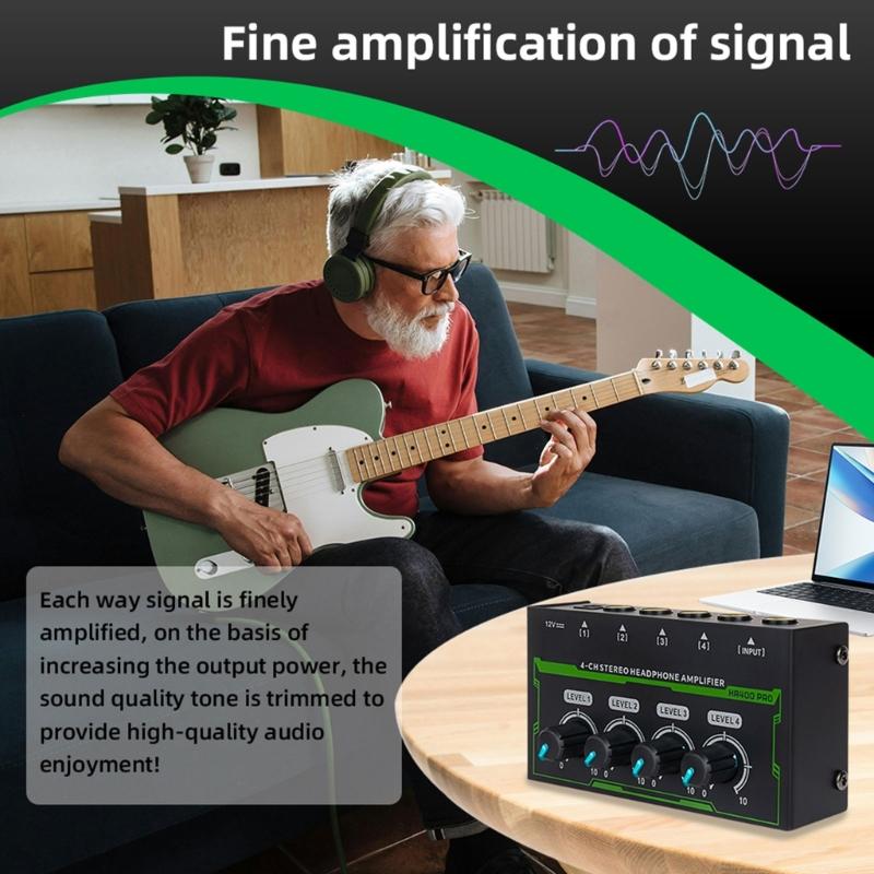4 Channel Headphone Amplifier for Mixers Headphone Mixers Amplifier Headphone Splitter LED Headphone Amplifier Splitter