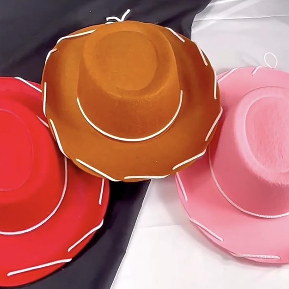 Детская коричневая красная фетровая шляпа Woody Cowboy Hat Регулируемая вестерн Big Brimmed Cowboy