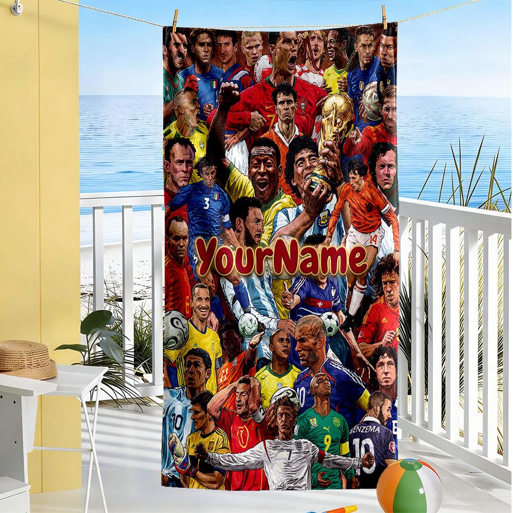Atletico Madrid Customize Text Beach Towel Super Soft & Absorbent Ideal for Travel Outdoor Swim Pool Yoga Surf Camping Hiking Gym Gift Holiday