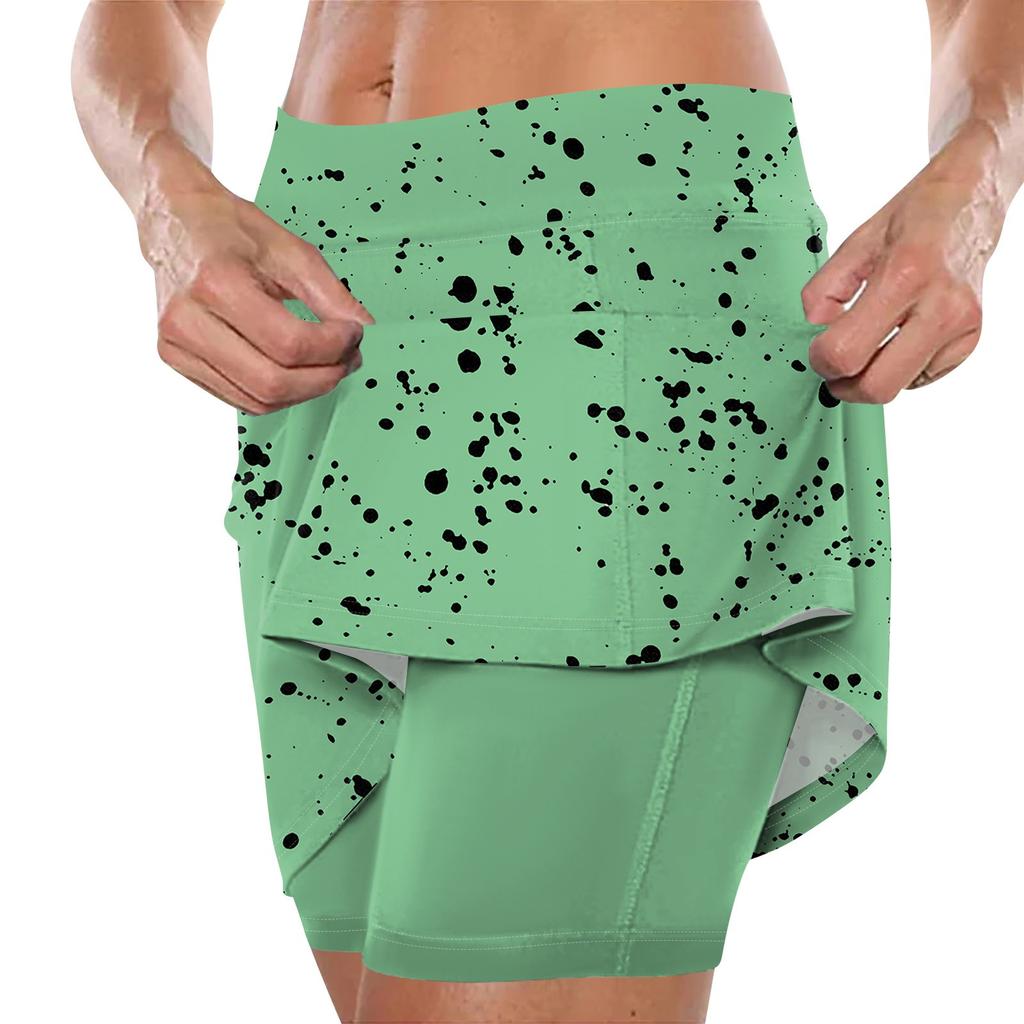 Женская юбка, эластичные брюки-кюлоты для йоги для женщин, спортивные шорты с принтом, легкие узкие однотонные бегуны с высокой талией