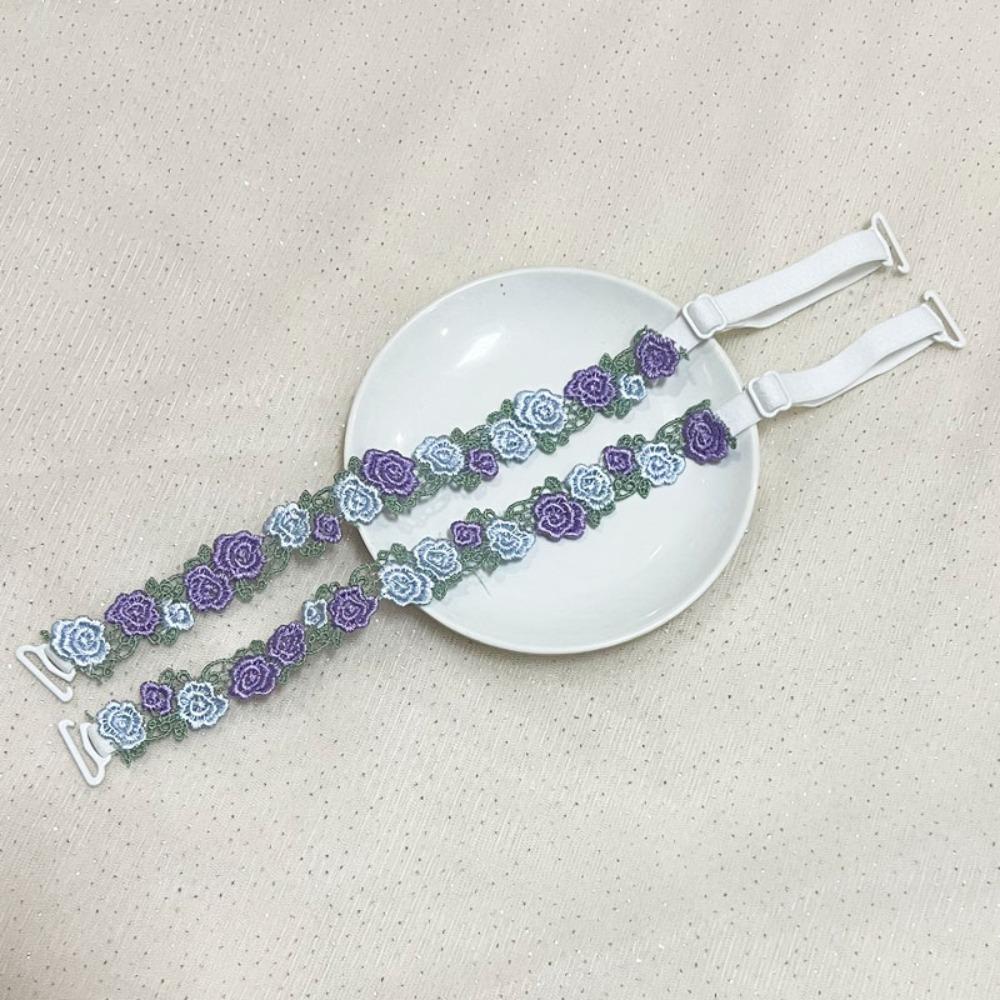 Adjustable Floral Bra Straps with Lace Trim Flower Lingerie Strap Fashion Underwear Strap  Women