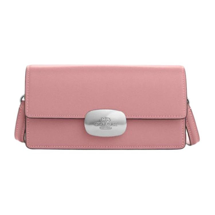 Coach Eliza 19 Solid Color Detachable Shoulder Strap Logo Leather Shoulder Crossbody Bag Small Women shoulder bags Pink CP045-SVOUS