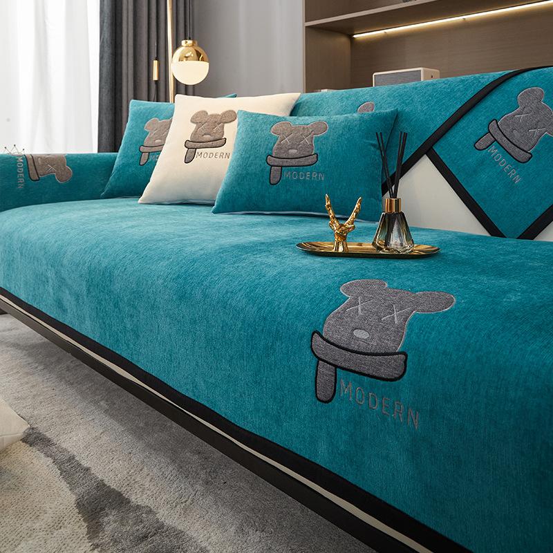 Подушка для дивана из синели, новый всесезонный легкий роскошный противоскользящий чехол, чехол на спинку, утолщенная подушка для сиденья