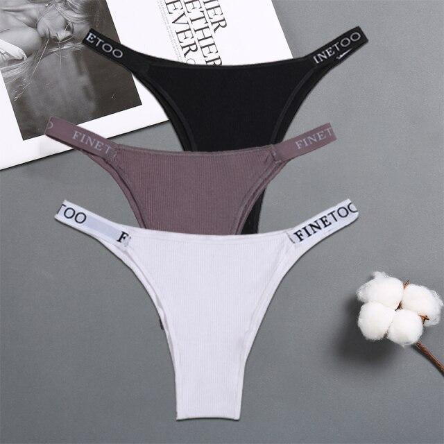 FINETOO 3PCS/Set Women's Lingerie Panties Cotton Gstring Female Underpants Sexy Letter Panties Thong Pantys Underwear Intimates