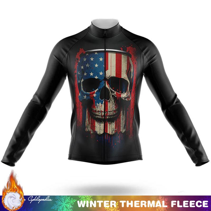 SKULL Winter Thermal Fleece Cycling Clothing Men's Jersey Man Maillot Mountain Bikes Outfit Ciclismo Hombre Mens Biking Clothes