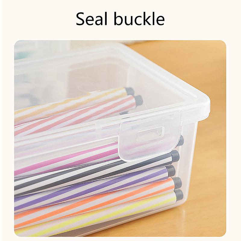 1Pc Extra Large Capacity Plastic Pencil Box Stackable Translucent Clear Pencil Box Office Supplies Storage Organizer Box