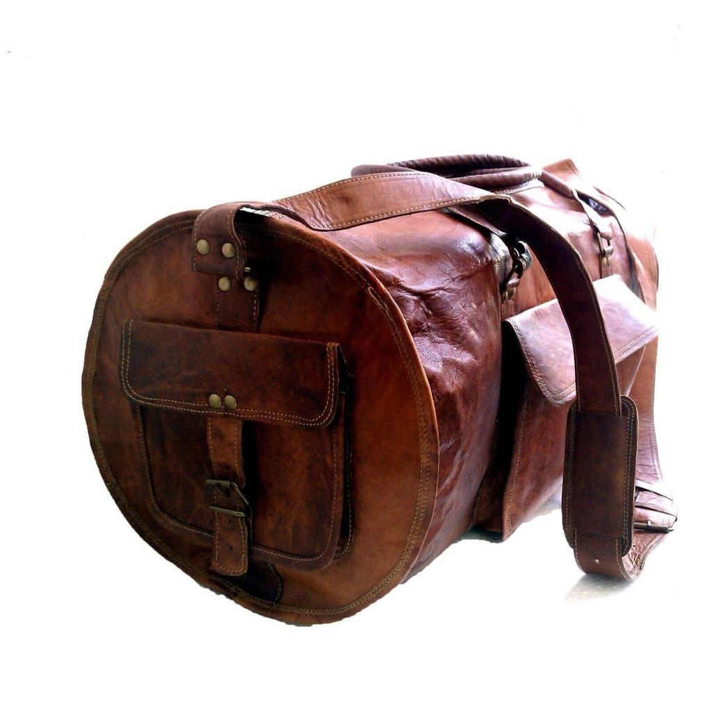 Leather Bag Travel Gym Goat Luggage Duffel Vintage Brown Genuine New Men's Men