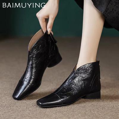 Женские ботильоны с острым носком, элегантные кожаные туфли на среднем каблуке, новый бренд 2025 года, зимние дизайнерские туфли-лодочки Botas De Mujer