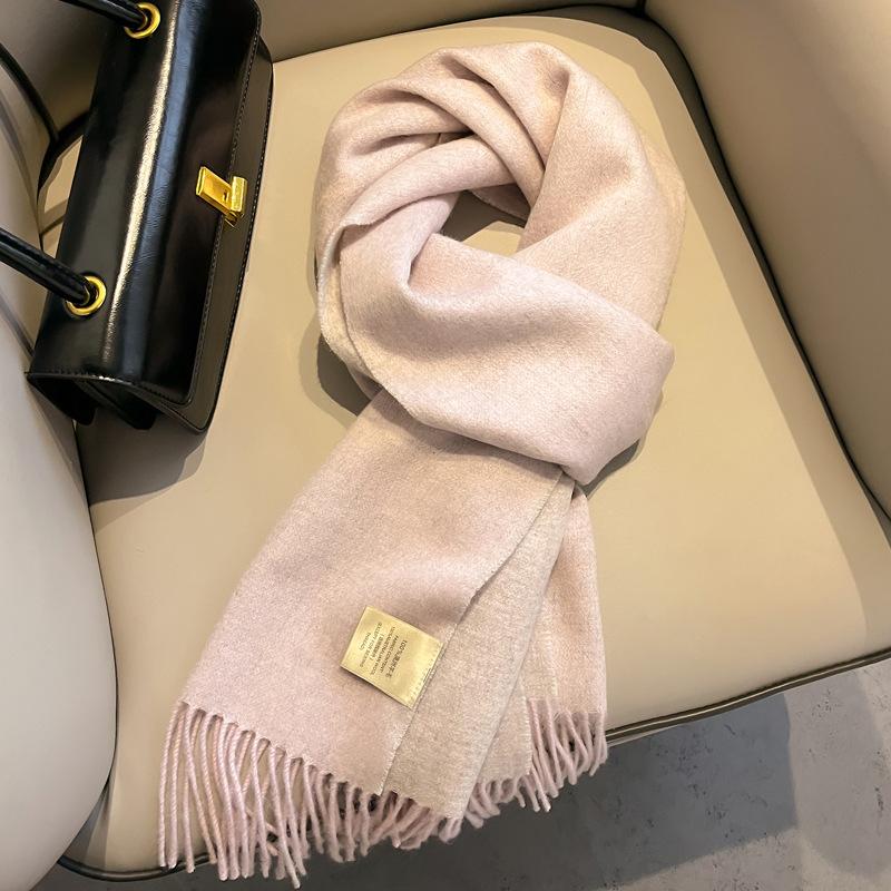 Шарф из чистой шерсти с плавным переходом цвета, женский зимний универсальный, с кисточками, длинный, двусторонний, цветной, большая шаль двойного назначения, новый