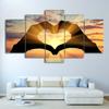 5 Panels Ocean Love Hearts Canvas Painting Landscape Posters and Prints Wall Art Pictures for Modern Living Room Decor No Frame