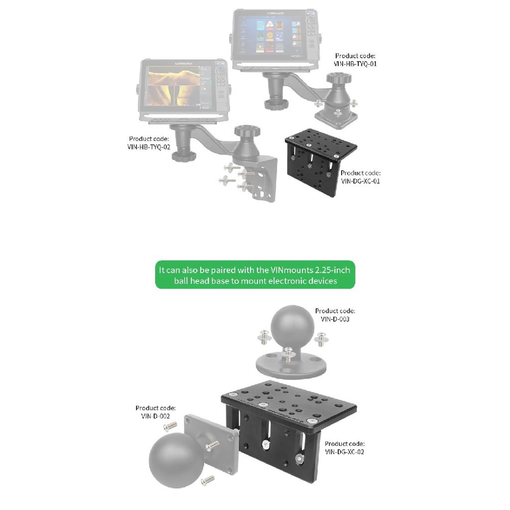 VIN 2026 New Fish Finder T-Shaped Aluminum Extension Plate,Rail/Screw Dual Mount Base, Marine Electronics Adapter for Kayak Boat