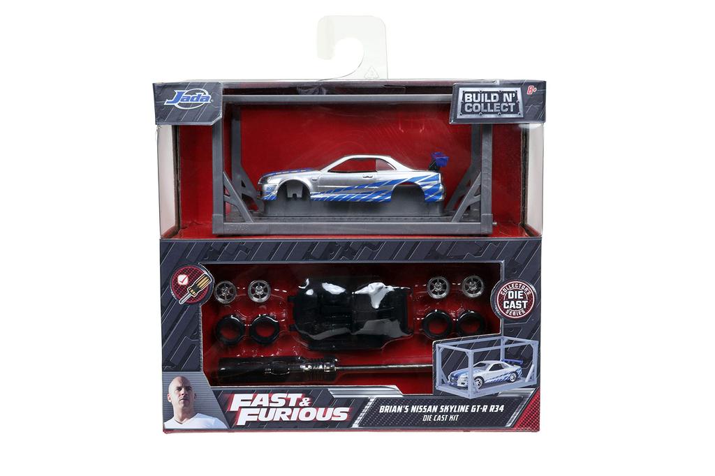 Jada Toys Форсаж Литой автомобиль Nissan Skyline R34 СБОРКА СОБИРАЙ 155 Brian's GT-R N'