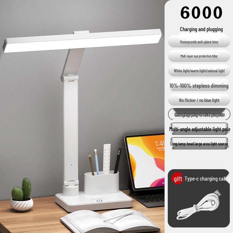 Rechargeable Eye-Protection Desk Lamp with Clock for Children and College Students