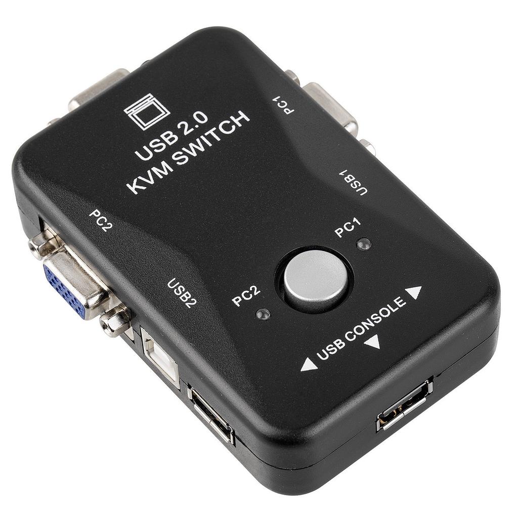 USB VGA KVM Switch 2 Port Share Desktop Laptop Video Monitor LCD Keyboard Mouse
