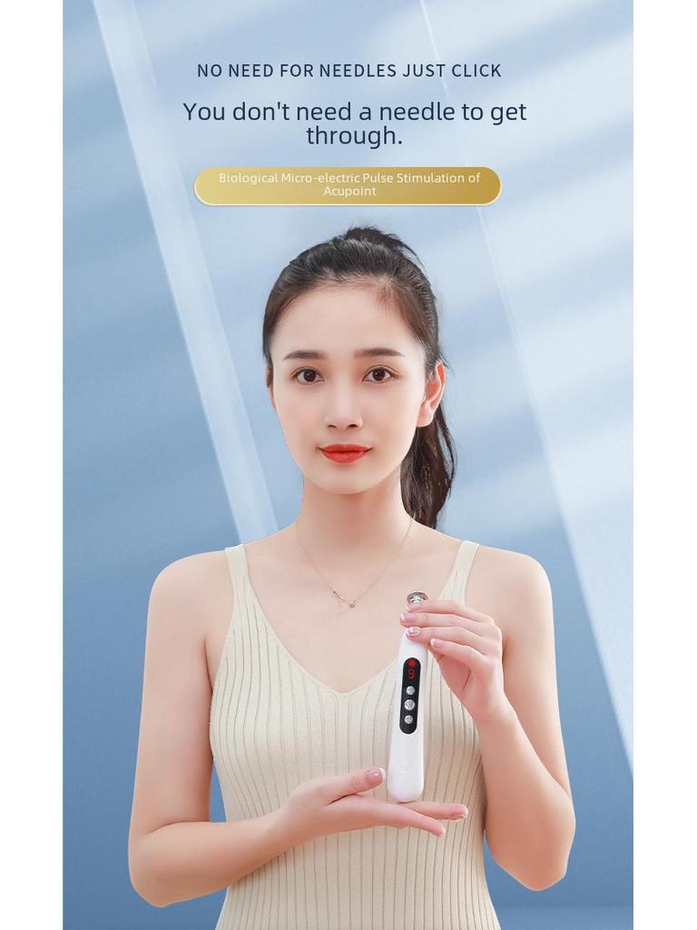 Перезаряжаемая ручка Meridian: Электронный акупунктурный массажер с интеллектуальным поиском точек акупунктуры и импульсной терапией.