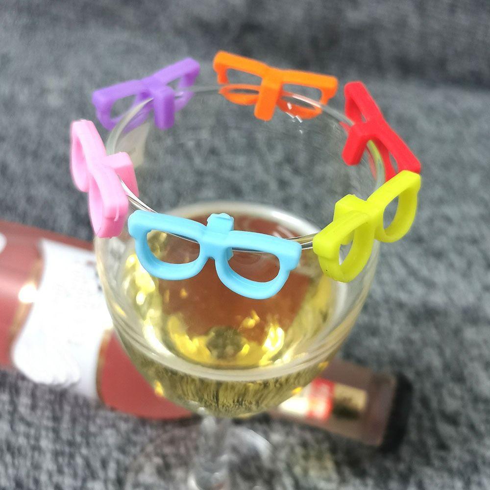 6pcs Glasses Silicone Wine Glass Drink Markers Silicone Funny Hawaiian Glasses Party