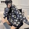 Women Autumn and Winter Knitted Heart Top Women's Mid-length Pullover Round Neck Sweater