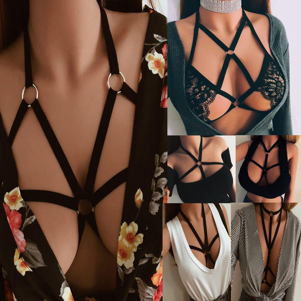 New Bralette Bustier Belt Lingerie Sexy Bandage Bra Cage Harness Push Up Crop Top
