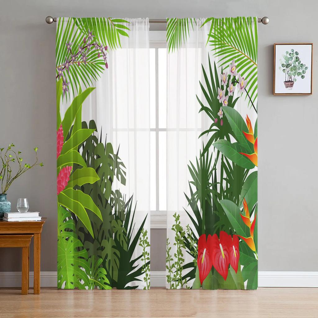 Jungle Forest Cartoon Animal Lion Elephant Tulle Sheer Curtains for Living Room Bedroom Window Curtain Voile Organza Drapes