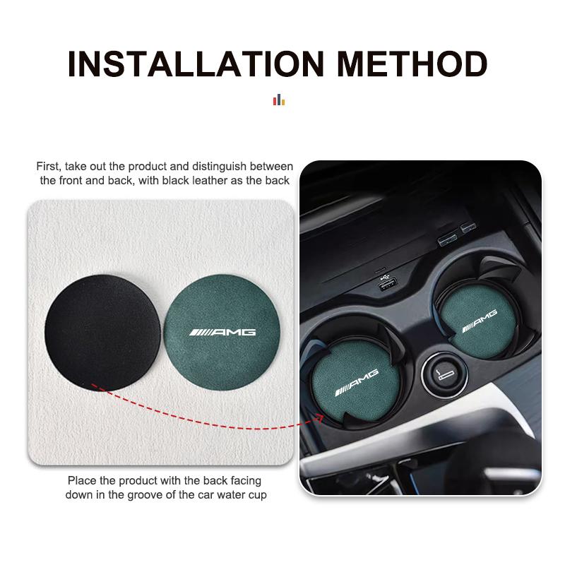 Suede Car Coaster Anti-slip Water Cup Heat Insulation Mat Decor For Mercedes Benz AMG A B C E S G Class A180 CLK CLA GLE GLC FC3