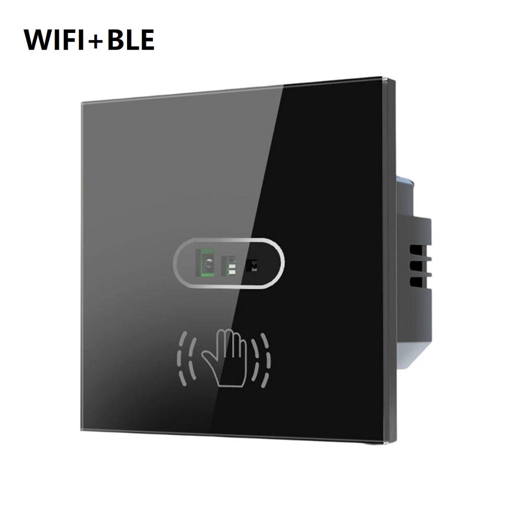 WIFI+BLE Инфракрасный индукционный выключатель Не требует касания Панель со стеклянным экраном Вкл Выкл Бесконтактный Гигиеничный дизайн