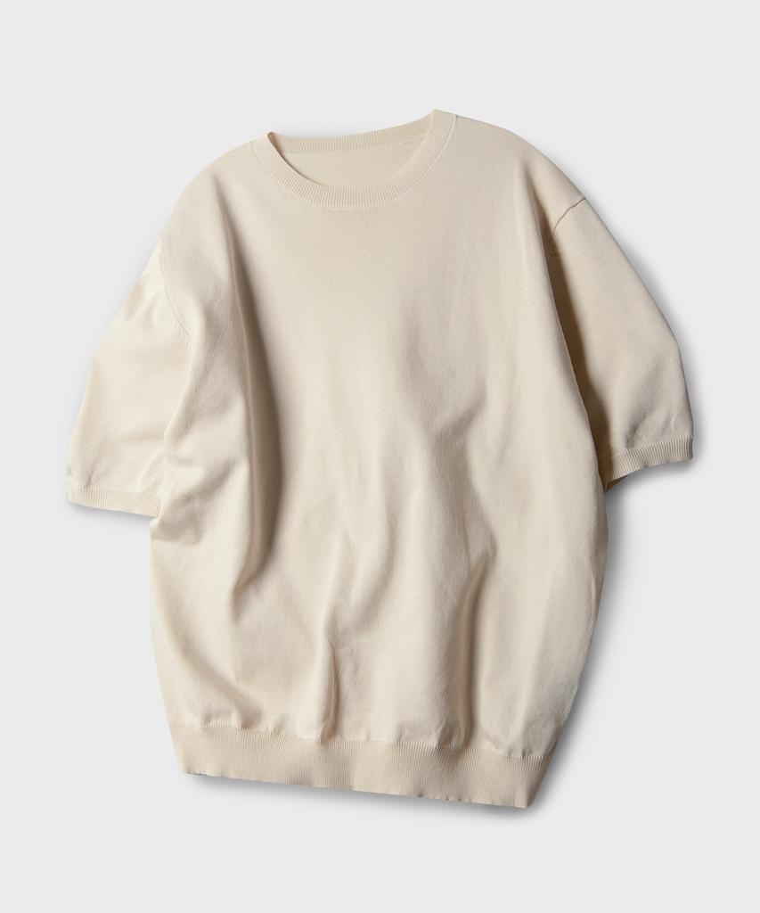 BLACK MOMENT Cool Linen-Like Semi-Overfit Half Sleeve Knit 8 Colors