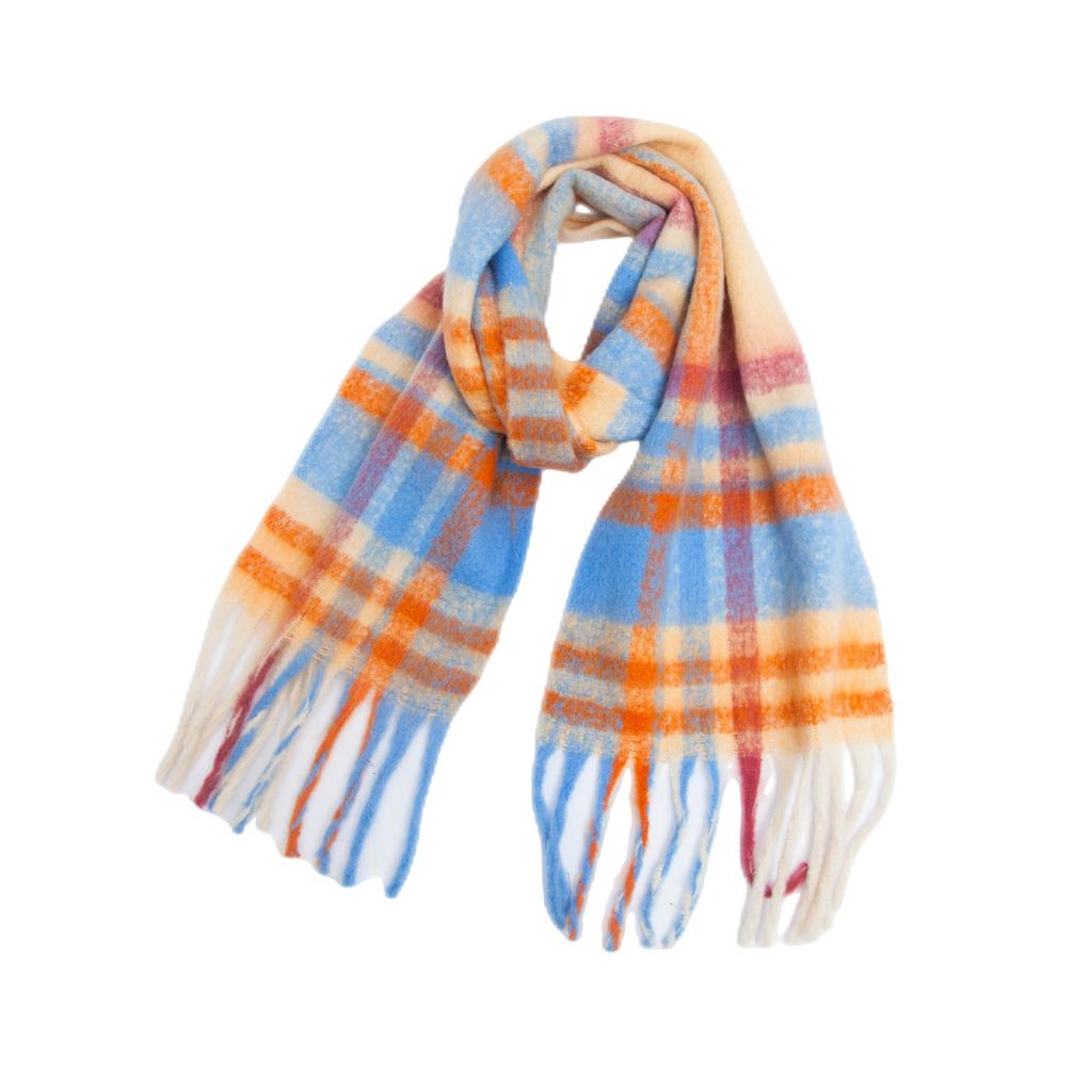Autumn and Winter New Thickened Shawl Imitation Mohair Coarse Whiskers Colorful Plaid Scarf