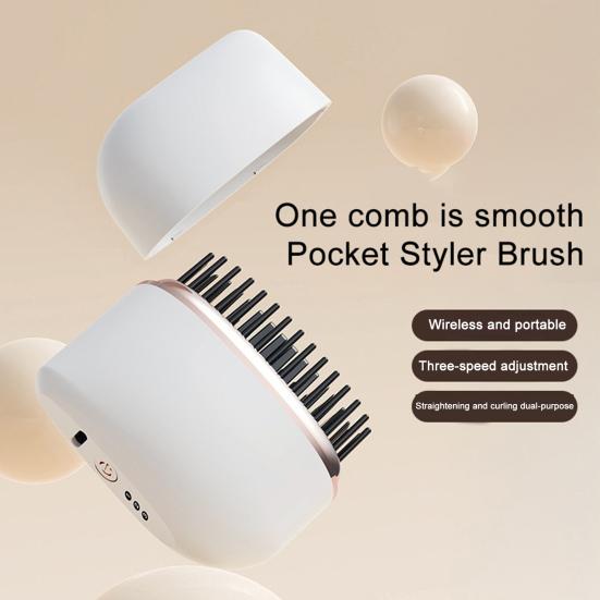 Мини-щетка-выпрямитель для волос, 3 регулируемых температурных режима, перезаряжаемая, портативная, дорожная, легкая, быстрый нагрев, горячая расческа, электрическая щетка для укладки волос