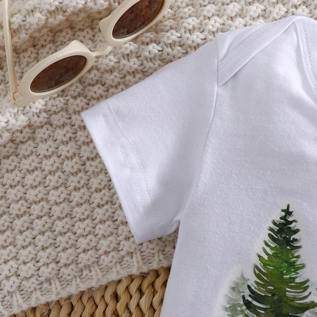 Милый комбинезон для младенцев с принтом «Из маленьких семян вырастают могучие деревья» с короткими рукавами, хлопковый комбинезон