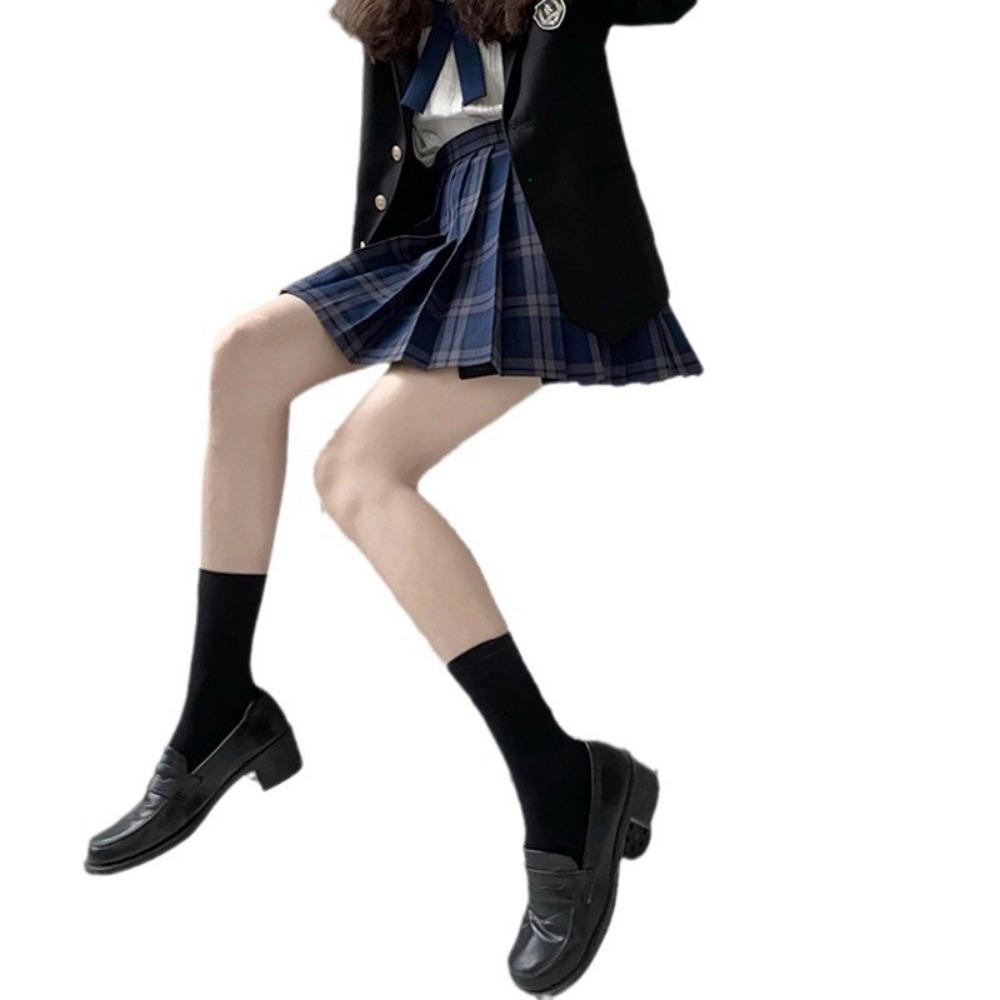 JK Spice Girl Student Velvet Pure Black Short Medium Tube Body Half Over Knee White Чулки для детей, лето, весна и осень